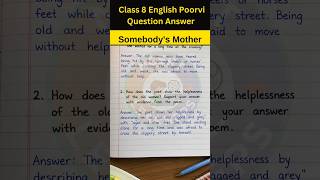 Somebody's Mother Question Answer |Class 8 English Poorvi Unit 2 Poem #class8english #class8 #poorvi