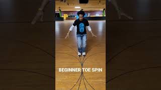 BEGINNER TOE SPINS, try 2 then 3 spins etc when u r ready  #rollerskatingtutorials #spins