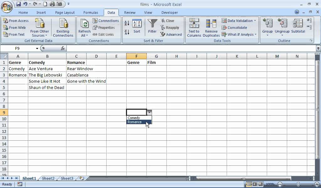 how to make a drop down list in excel from a table