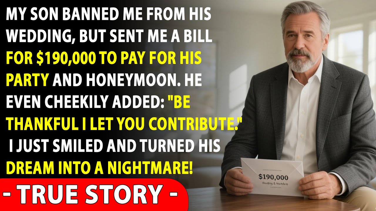My Son Banned Me From His Wedding, But Sent Me a Bill For $190,000 To Pay For Wedding And Honeymoon!