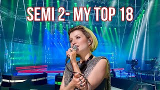 Eurovision 2022- Semi Final 2- My Top 18