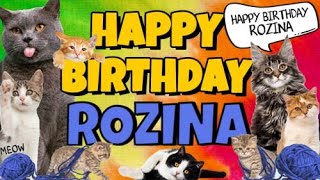 Happy Birthday Rozina! Crazy Cats Say Happy Birthday Rozina (Very Funny)