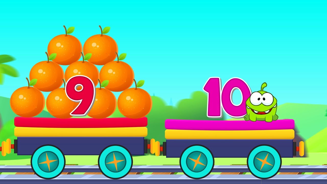 ⁣Om Nom travels by train and studies numbers / Learn English with Om Nom / Educational Cartoon