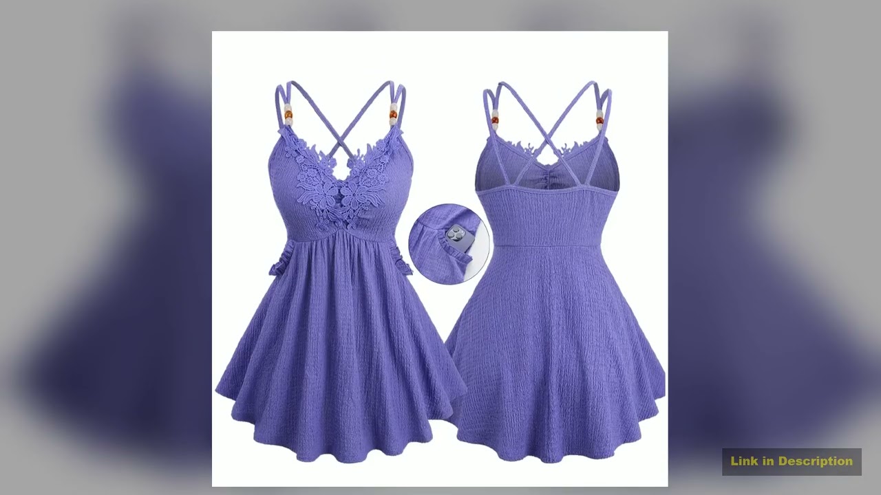 ROSEGAL Plus Size Floral Applique Textured Pocket Cami Top Vest Purple Back Crisscross Strappy