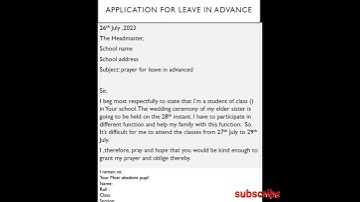 an application for Leave in advanced। prayer for leave in advanced। #english