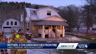 Mom, kids rescued from Armstrong County fire