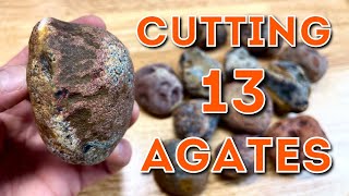 Cutting 13 lucky AGATE nodules open & exposing hidden bands!