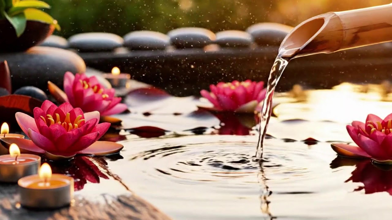 Bamboo Water Sound + Relaxing Music 🌿 Relieve Stress, Anxiety, and Depression, Heal Your Mind & Body
