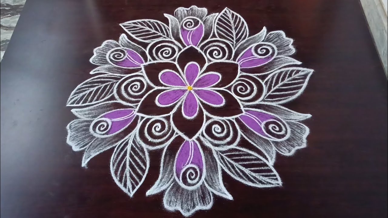 Ugadhi 2026 rose muggulu/Simple rose rangoli designs/Friday padikolam/Easy rangoli design/Lathakolam