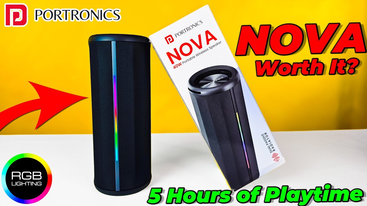 Portronics NOVA 40W speaker hitam dengan RGB LED strip
