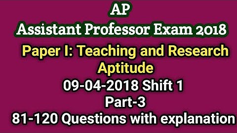 AP Assistant Professor Exam 2018 Paper 1 Part- 3 with Telugu Explanation I Seshu Creations