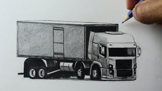 Como desenhar caminhão arqueado - Como desenhar
