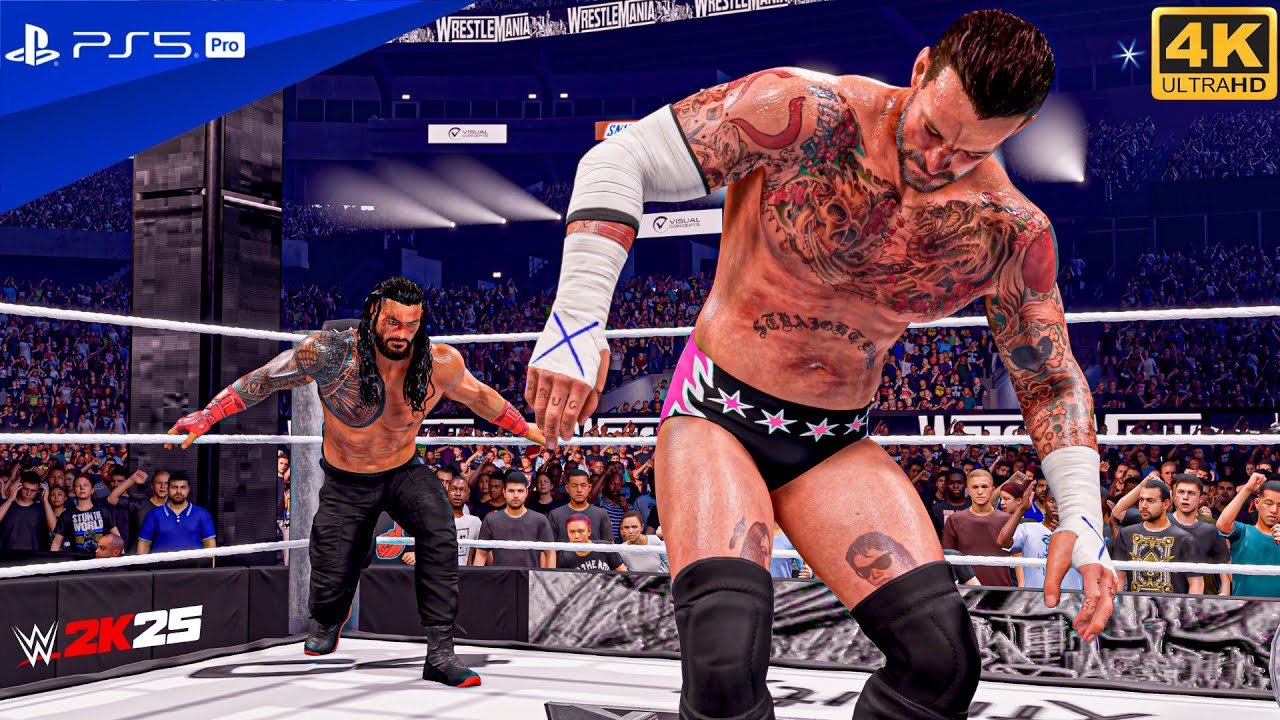 WWE 2K25 - Roman Reigns Vs CM Punk - World Heavyweight Championship at WrestleMania 42 | PS5 Pro 4k
