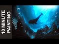 Painting an Underwater Seascape and a Whale with Acrylics in 10 Minutes!