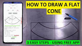 How to Draw a Flat Pattern Truncated Cone in 3 EASY STEPS with FREE APP! screenshot 4