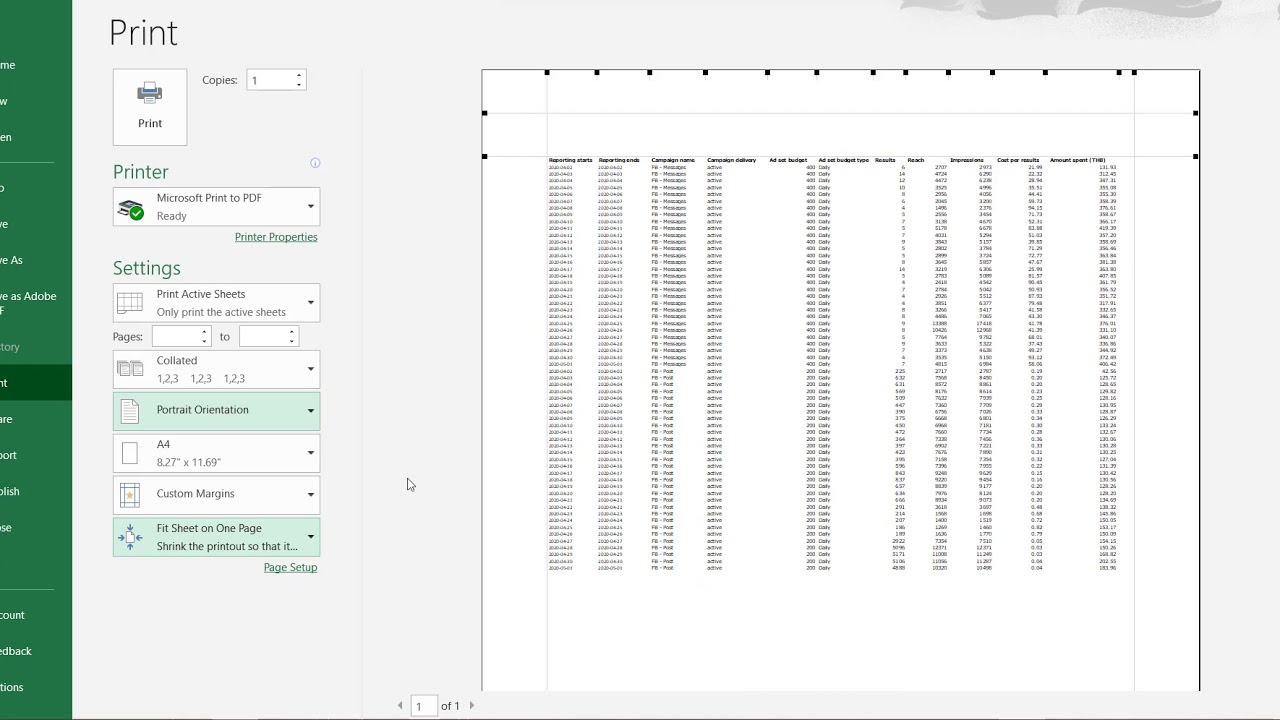 ค่าปริ้นงาน  New Update  วิธีปริ้นงานหรือพิมพ์เอกสารใน Excel ให้พอดีกับ A4