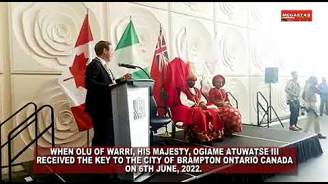 The Olu of Warri Kingdom, Ogiame Atuwatse III received key to the city of Brampton Ontario Canada