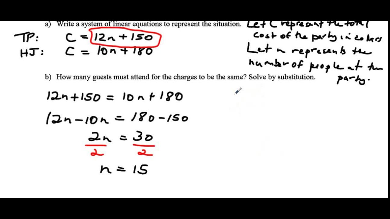 Substitution word problems