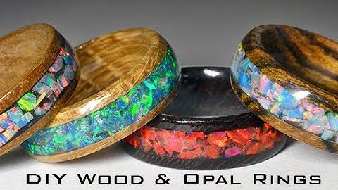 DIY - No Lathe Wood Ring with Opal Inlay