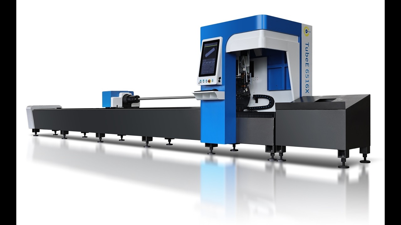 Alpha fiber laser tube cutter Tube E 6516X - YouTube