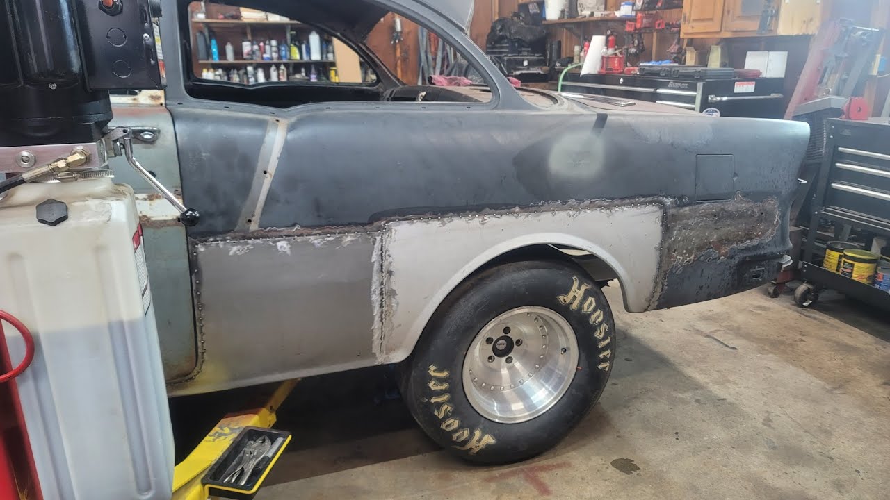 55 Chevy dr quarter flange welding 