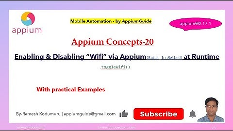 20.AppiumConcepts | How to Enabling & Disabling “Wifi” via Appium(Built-In Method) at Runtime