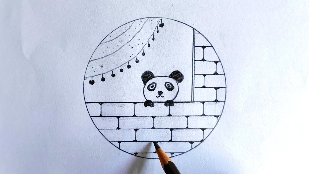 How to draw panda in circle easy | Panda drawing simple easy idea ...