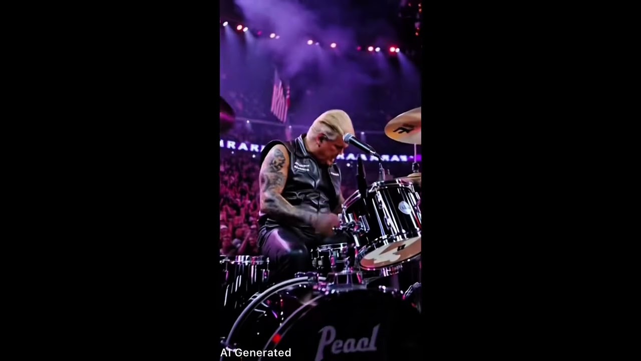 Donald Trump jams and shreads his electric guitar