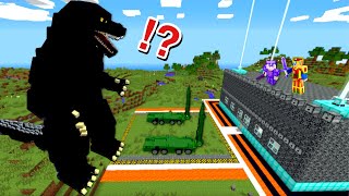 【世界三代怪獣 VS 最強セキュリティハウス🔥】マイクラでゴジラや巨大モンスターに襲われる😱ミサイルやTNTキャノン.大量の軍事兵器で戦ってみた結果…⁉️【まいくら minecraft】ぽっぴんず