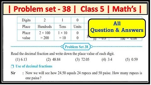 Problem set 38 class 5 math Decimal fraction standard 5 Maths problem set 37 Maharashtra state board