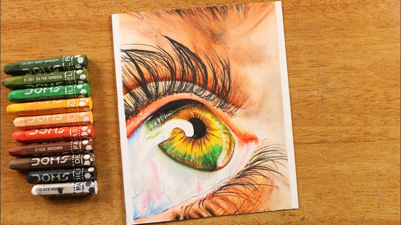 Oil Pastel Drawing｜Easy Black and White Realistic Eye Drawing with Oil  Pastels - Step by Step 