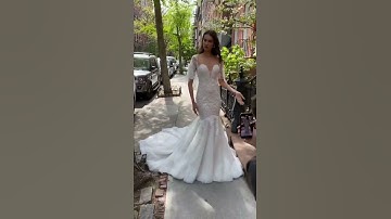 sweetheart neckline # detachable sleeves wedding dress# flutter sleeve bridal gown mermaid gown 👌🥰