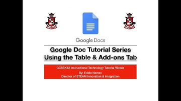 Google Docs Tutorial Video 18:  Using the Table & Add ons Tab