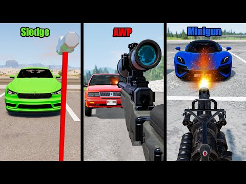 Destroy Сars with Various Weapons and Tools - Beamng drive