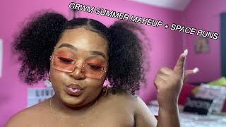 GRWM: AFFORDABLE DRUGSTORE MAKEUP| CURLY PUFFS/SPACE BUNS