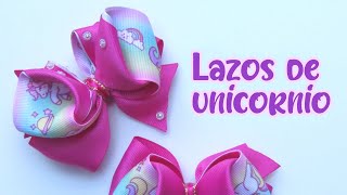 Como hacer lazos fácil y sencillos para niñas con cintas de unicornio