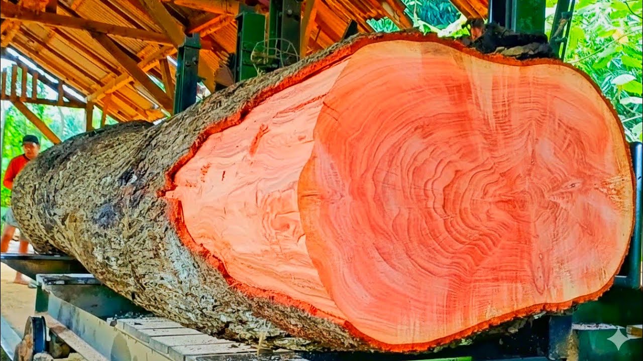 Forest Monster In all its beauty!! Cutting down a giant, strong and sturdy mahogany tree. 