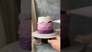 Ombre cake in gradients of purple #beautifulcake #cakedecoration #cakeidea #trendingcake #tutorial