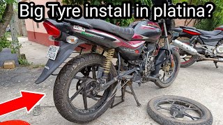 120 -80-17 Big Tyre install in 100cc platina 🔥🔥#theindianworkshop