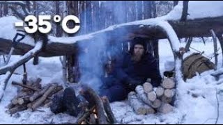 Survive Through the Night Against Powerful SNOW STORM and FREEZING COLD in a Wooden House!3