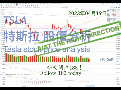 TSLA 特斯拉 股票价格走势的分析 2023年04月19日（第406期） #Tesla #K线技术分析