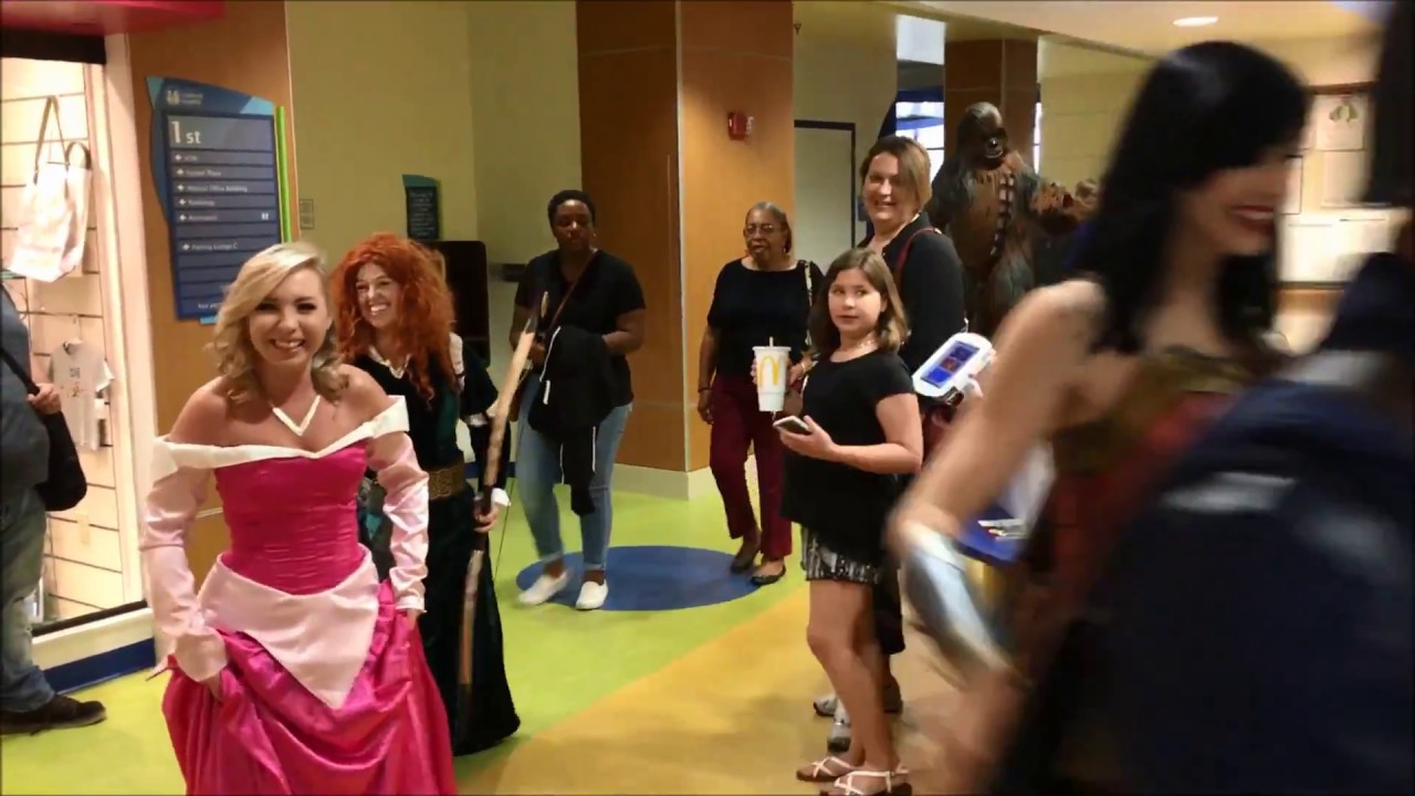 Superheroes and other friends visit East Tennesseee Children's Hospital.