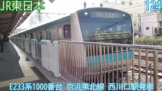 JR東日本E233系1000番台　第124編成　京浜東北線　西川口駅発車