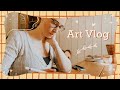  art vlog   a lot of drawing  making new clay pins  dog walkies