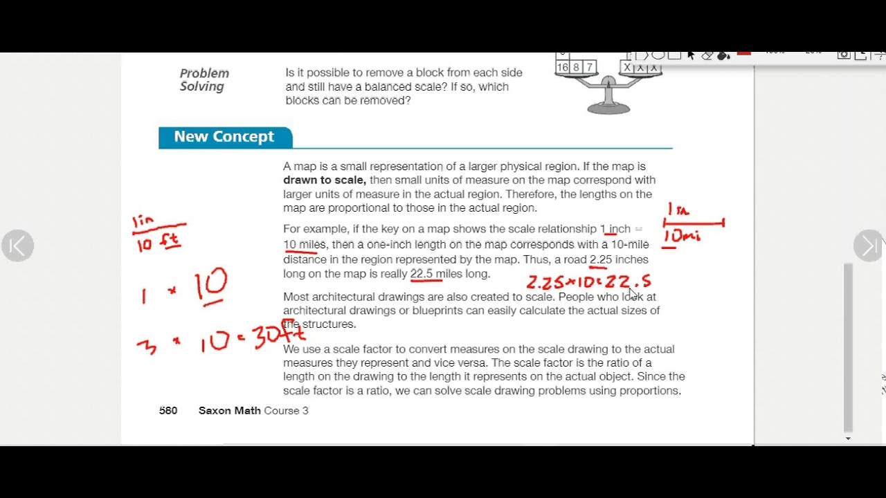 Scale Drawing Word Problems - Course 3 Math Lesson 87 - YouTube