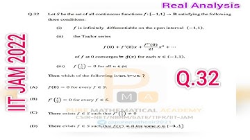 Iit Jam 2022 Real Analysis Solution | Question 32 | Pure Mathematical Academy | Sudip Kumar