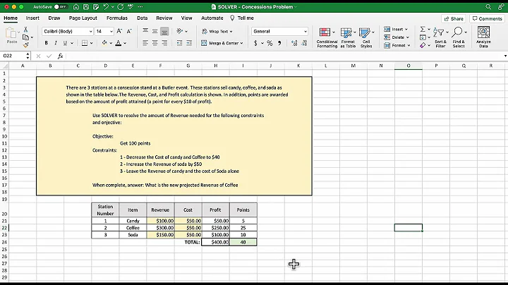 MS100 - SOLVER Concession Problem