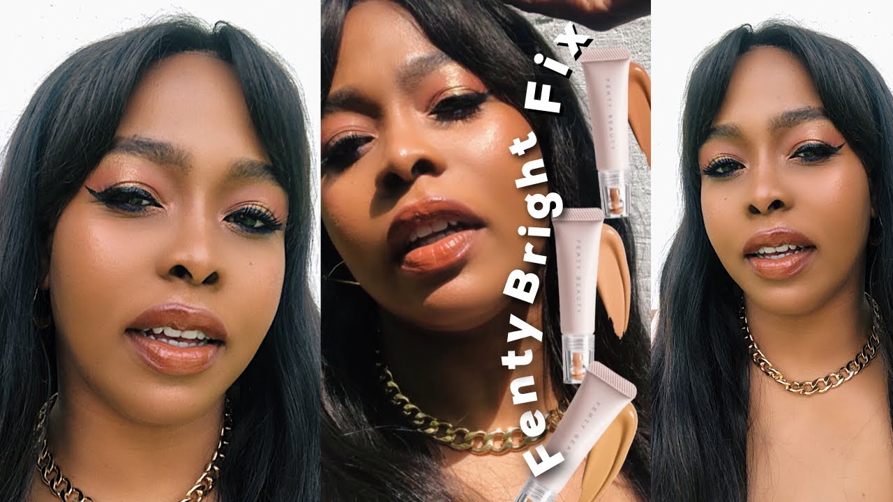 Fenty Beauty Bright Fix Eye Brightener Concealer on Dark Skin | Swatches | Try On | Vividly Kafi