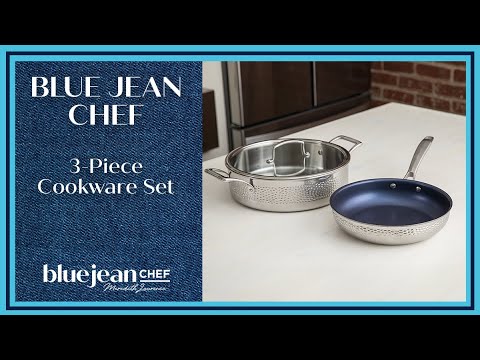 Blue Jean Chef 3-Piece Stainless Steel Cookware Set, Hammered Finish