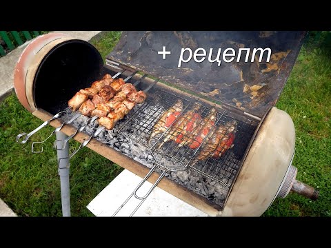 Мангал из газового баллона и мой рецепт рыбы на барбекю / коптим сало